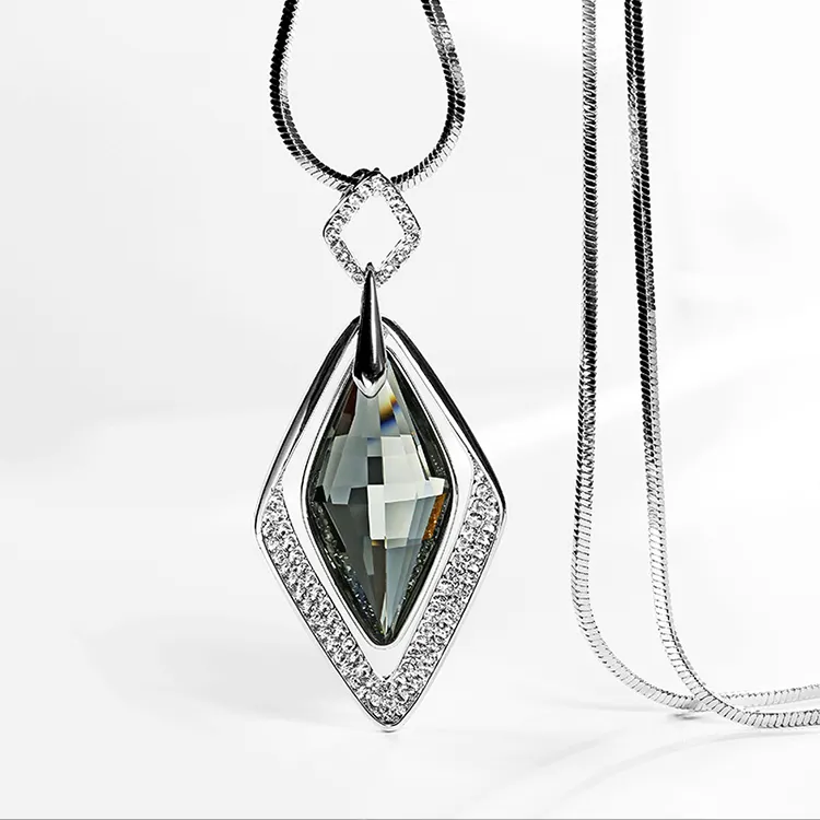 Hot ladies color zircone cristallo pietra preziosa perla pendente a goccia argento o rame placcato oro gioielli in lega di metallo regalo nero
