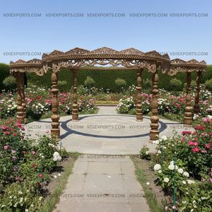 Gazebo Mandap Blanco Tallado a Mano de Primera Calidad, Lujoso Pabellón de Jardín para Bodas en Sitios Turísticos y Decoración de Eventos - Product Image 2