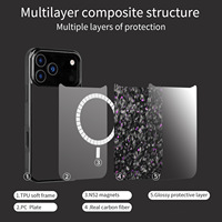 Coque pour iPhone 17 Pro Max en fibre de carbone forgée, robuste, résistante à l'abrasion, compatible avec support magnétique, pour garçons