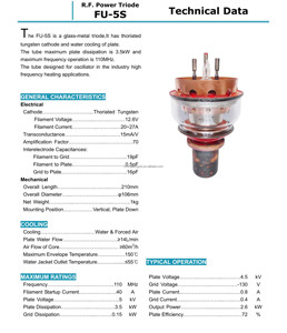 หลอดออสซิลเลเตอร์อิเล็กตรอนไตรโอด RF รุ่น FU-5S ของแท้จากปักกิ่ง ประเทศจีน สำหรับเครื่องความถี่สูง - Product Image 3