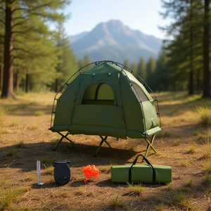 Db 1 Person Folding Cot Tent Oxford Cloth Waterproof Single Layer Three Season <b>Camping</b> Tent With Sunshade And <b>Air</b> <b>Mattress</b> - Product Image 2