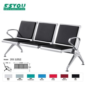Chaise d'attente individuelle avec coussin orange, structure métallique et accoudoirs, pour usage public - Product Image 5