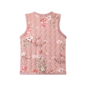 Chaleco Estilo Chino con Ribete de Terciopelo, Estampado Floral Azul Claro con Botones al Frente, Prenda Esencial Chic de Invierno para Mujeres de Mediana Edad - Product Image 6