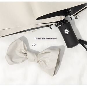 Parapluie Automatique Crème pour Femme, Design Pliant Frais, Double Usage Étudiant, Protection Solaire et Pluie, Anti-UV - Product Image 4
