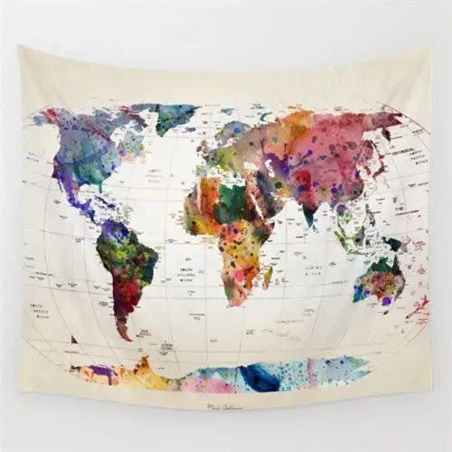 World Map Pattern Tapestry Hanging Polyester Fabric Wall Decor Vintage Retro Style Blanket Beach Toweltapestries W3-New-Cc-3