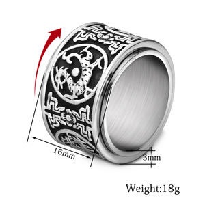 Anillo de Acero Inoxidable de 16 mm, Giratorio, con Diseño del Zodiaco Animal, Patrón de Dragón y Perla, Joyería de Moda, Regalo - Product Image 5