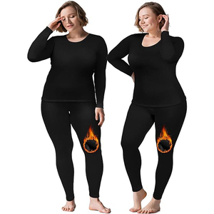 2 Set di Biancheria Intima Termica da Donna Taglie Forti, Felpata in Poliestere/Spandex, Completo Pigiama Maglia e Pantaloni Lunghi - Product Image 1