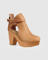 Bottines à plateforme haute en cuir véritable pour femmes, sandales compensées à bout rond avec fermeture à boucle
