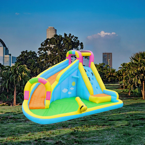 Parc aquatique gonflable, toboggans aquatiques pour enfants dans la cour, château gonflable pour enfants de 3 à 8 ans en plein air |   <span class=keywords><strong>Piscine</strong></span> à pagaies - Ring de boxe, escalade - Product Image 3