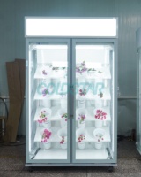 Réfrigérateur vertical pour fleurs fraîches à porte vitrée Low-E réglable et économe en énergie 1200L avec éclairage LED pour fleuristes