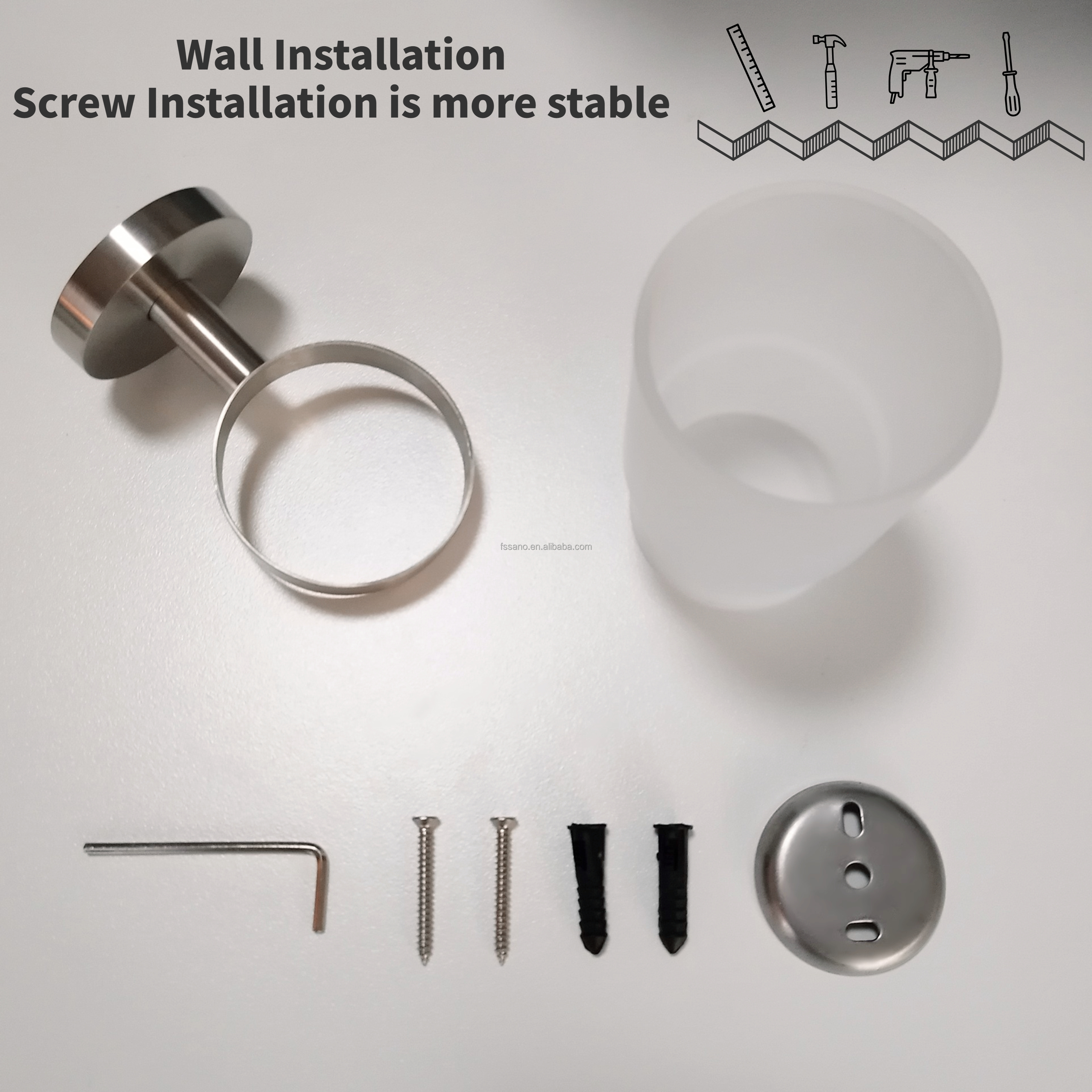 Gray Satin Bathroom Cup Holder Luxury SUS304 Polished Nickel Toothbrush Holder