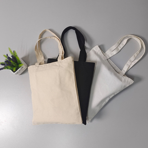 Black Handle Canvas Bag Custom Print Promotional 100% Cotton Canvas Tote Bag Wholesale