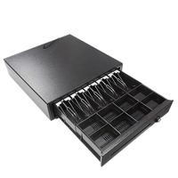 Cassetto Portadenaro Intelligente Nero con Vassoio per Banconote e Monete, Interfaccia RJ12 per Registratore di Cassa POS, Compatibile con Stampante da 17 Pollici