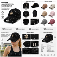 Cappello da sole vintage in cotone lavato per uomo e donna, berretto da baseball ricamato a pois, cappellino a becco d'anatra alla moda, personalizzabile
