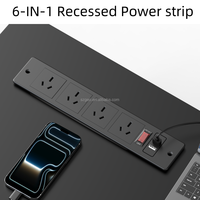 Multiprise encastrable pour meuble avec 4 ports AC, USB-A et USB-C, prise de bureau encastrée avec interrupteur