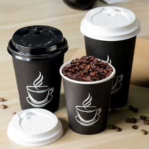 Wholesale 8/12/16oz <b>Disposable</b> Hot Drink Coffee Juice Bubble Tea Paper <b>Cups</b> Custom Paper <b>Cup</b> with Lids - Product Image 2
