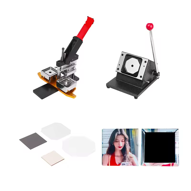 Manual New 50*50mm 63.5*63.5mm Square Shape Custom Photo Fridge Magnet Button Machine Cutter 100pcs Magnets Metal ABS 2-Year