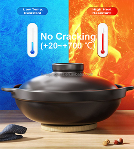 Casserole et marmite en céramique noire givrée avec couvercle, résistante aux hautes températures, pour un usage domestique, hôtelier et en restauration - Product Image 4