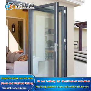 Porte pliante en alliage d'aluminium robuste, finition insonorisée, cloison en verre pour villa, porte mobile - Product Image 2