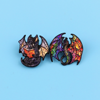 Broche en alliage de zinc émaillée Dragon Fantastique, style verre UV, créature mythique colorée, badge en métal