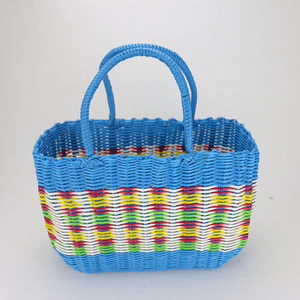 Hecho a mano tejido de gran colorido barato rectángulo pp cesta - Product Image 1