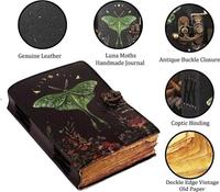 Vintage A6 cuir carnet de croquis 200 Page livre des ombres Journal avec fermoir serrure Luna Moth Deckle bord à la main papier hommes femmes