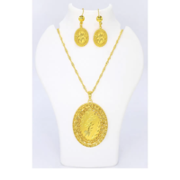 Boucles d'oreilles en laiton plaqué or pour femmes pakistanaises Collier chaîne Zircon pour mariage fête fiançailles anniversaire Islam cadeau