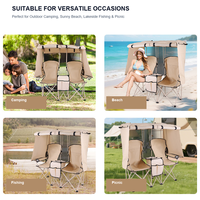 Chaise de camping double pliable robuste avec parasol amovible, canapé d'extérieur portable avec sac isotherme pour barbecue en plein air
