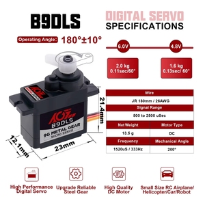 AGFRC B9DLS 180 Degree Metal Gears 9g 2KG High Torque Economical Digital Motor For Small Size Airplane/<b>Car</b>/Robot - Product Image 6