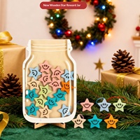 Nouveau produit : Bouteille à vœux décorative en bois sécurisée, boîte de récompenses pour enfants, pot d'étude, ornement artisanal étoile de Noël