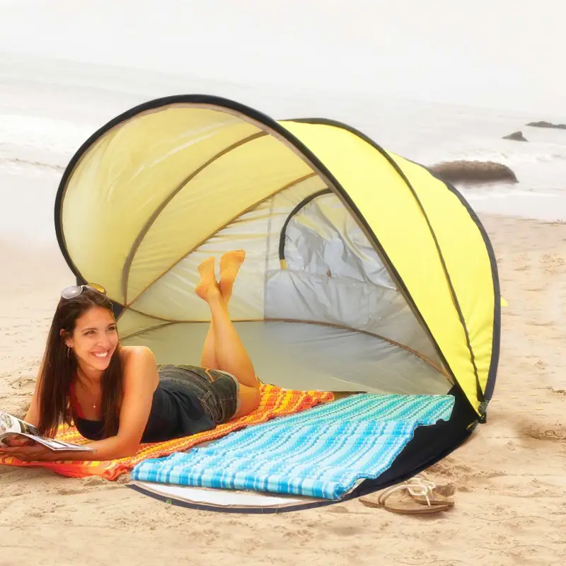 ACOME स्वत: पॉप अप समुद्र तट तम्बू पोर्टेबल आउटडोर समुद्र तट सूरज शेल्टर तम्बू बैग ले जाने के साथ