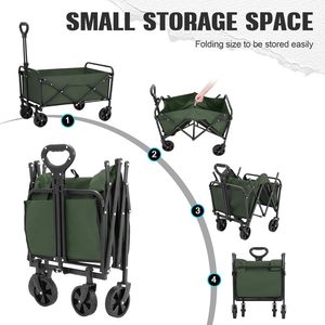 Chariot pliant pliable <span class=keywords><strong>utilitaire</strong></span> tout-terrain en métal robuste et chariot de plage de jardin avec grandes roues pour le sable - Product Image 4