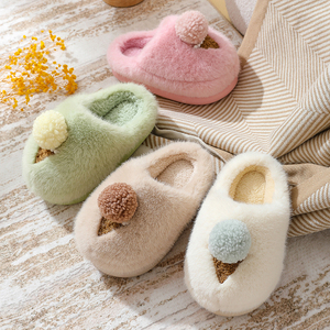 New Stock Arrival Comfortable Plush Cotton Fabric for Slippers Flower Embroidery Closed Toe EVA for Summer Home Use Big Discount - Product Image 1