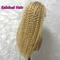 Perruque Lace Front HD 613 Cheveux Humains Vierges Pré-Pluckée Invisible avec Cuticules Alignées, Perruque Lace HD 613 Bouclée Kinky