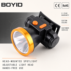 <span class=keywords><strong>ไฟฉาย</strong></span>คาดศีรษะ Boyid ราคาประหยัด ไฟ LED พลาสติก ชาร์จไฟได้ แบตเตอรี่ลิเธียมไอออน สำหรับตั้งแคมป์ พร้อมสายรัดศีรษะ - Product Image 1