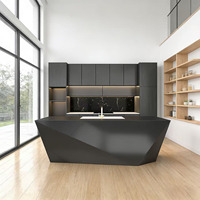 Meubles de cuisine modulaires laqués sur mesure, armoires de cuisine en contreplaqué à fermeture amortie, meubles de luxe pour toute la maison pour projet de villa