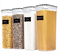 Récipients hermétiques pour le stockage des aliments avec couvercles 4 boîtes de stockage en plastique pour l'organisation de la cuisine et du garde-manger Boîtes pour aliments secs