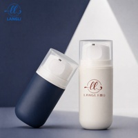 Flacon pompe sans air en PP mat rond de luxe 50ML 80ML 100ML, joli contenant en plastique pour emballage de soins de la peau