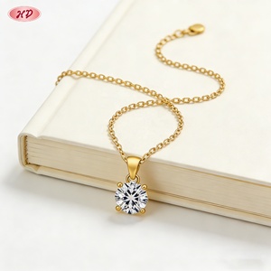 สร้อยคอทองเหลืองชุบทอง 18K พร้อมจี้เพชรทรงกลมคุณภาพ AAA สำหรับผู้หญิง เครื่องประดับแฟชั่นสำหรับวันครบรอบ - Product Image 1