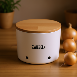Contenedor para Alimentos con Tapa de Madera de Haya, Diseño Natural, para Guardar Cebollas - Product Image 3