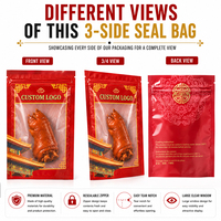 Sachet de conditionnement alimentaire en plastique thermoscellé à trois soudures avec grande fenêtre et logo personnalisé pour la cuisine