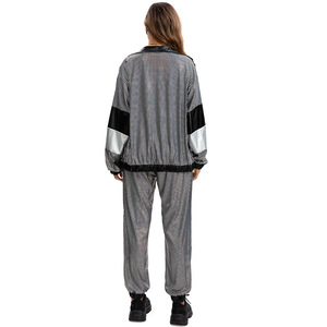 Mengmei Anime Custom 80s Disco Sports <b>Jacket</b> And Pants Unisex Adult Stage Dance Wear <b>Silver</b> Gold Polyester - Product Image 2