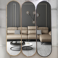 Grand miroir mural vintage en métal doré, sur mesure, pleine longueur, ovale, style défilé, décoration de salle de bain de luxe, en verre, pour la maison