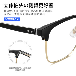 Nouvelles lunettes de vue demi-cerclées TR90 de luxe léger, rectangulaires, entièrement noires, style professionnel, unisexe adulte 19610, légères - Product Image 4