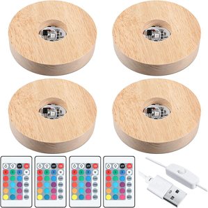 Bằng gỗ ánh sáng đứng cơ sở đầy màu sắc đèn Led điều khiển từ xa hiển thị cơ sở selenite tháp 3D tinh thể Laser khắc trang trí - Product Image 2