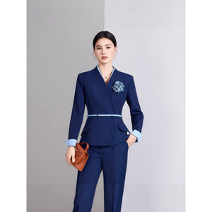 Women's Professional Suit <b>Set</b> Long Sleeve <b>Blazer</b> Trousers Formal Workwear Anti-Wrinkle Worsted Fabric Commute Spring Autumn - Product Image 1