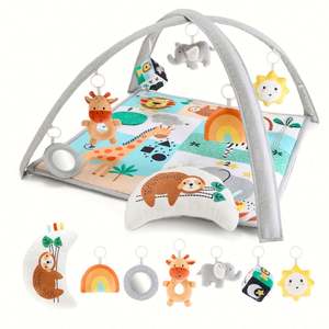 7 jouets suspendus, tapis d'éveil pour bébé, tapis d'activités avec coussin - Product Image 1