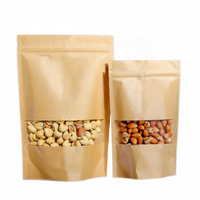 Pochette d'emballage debout avec sac en papier kraft refermable à fermeture éclair avec fenêtre pour la manipulation de surface d'impression par gravure alimentaire