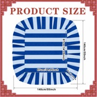 Nappe rayée personnalisée 55 pouces carrée bleu marine à volants en polyester pour table de mahjong, idéale pour les soirées de jeu, vente en gros