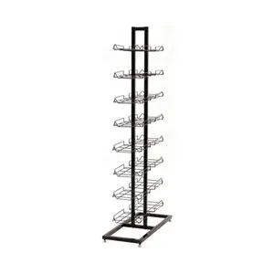 Einzelhandel geschäft Doppelseitiger Boden hut Display Rack Metall 2-seitig 16 Taschen Metall kappe Turm